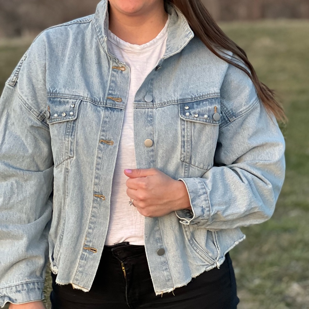 Rhinestones and Pearls Denim Jacket - NWT